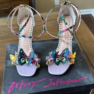 Betsey Johnson Floral Embellished Strappy Heels